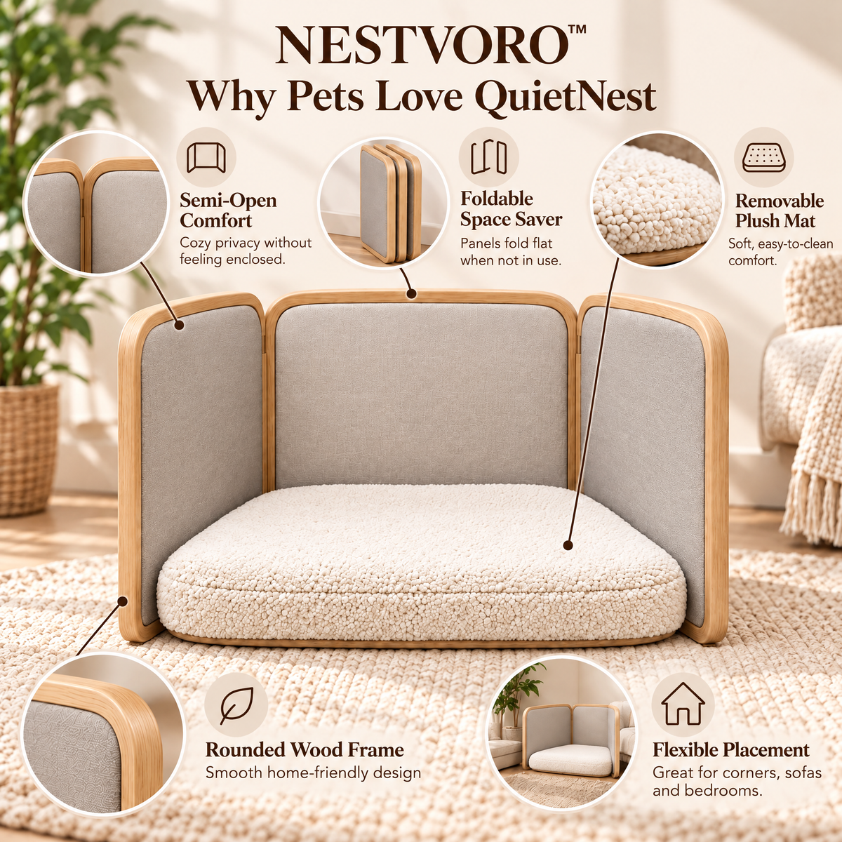 NESTVORO™ QuietNest Foldable Pet Privacy Retreat
