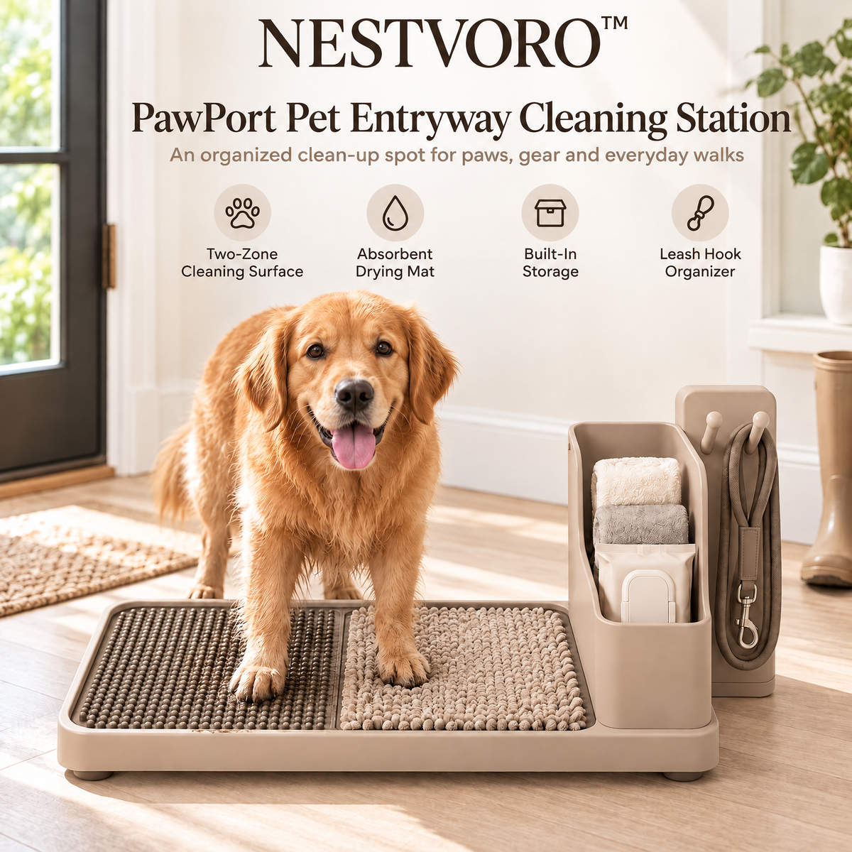 NESTVORO™ PawPort Pet Entryway Cleaning Station