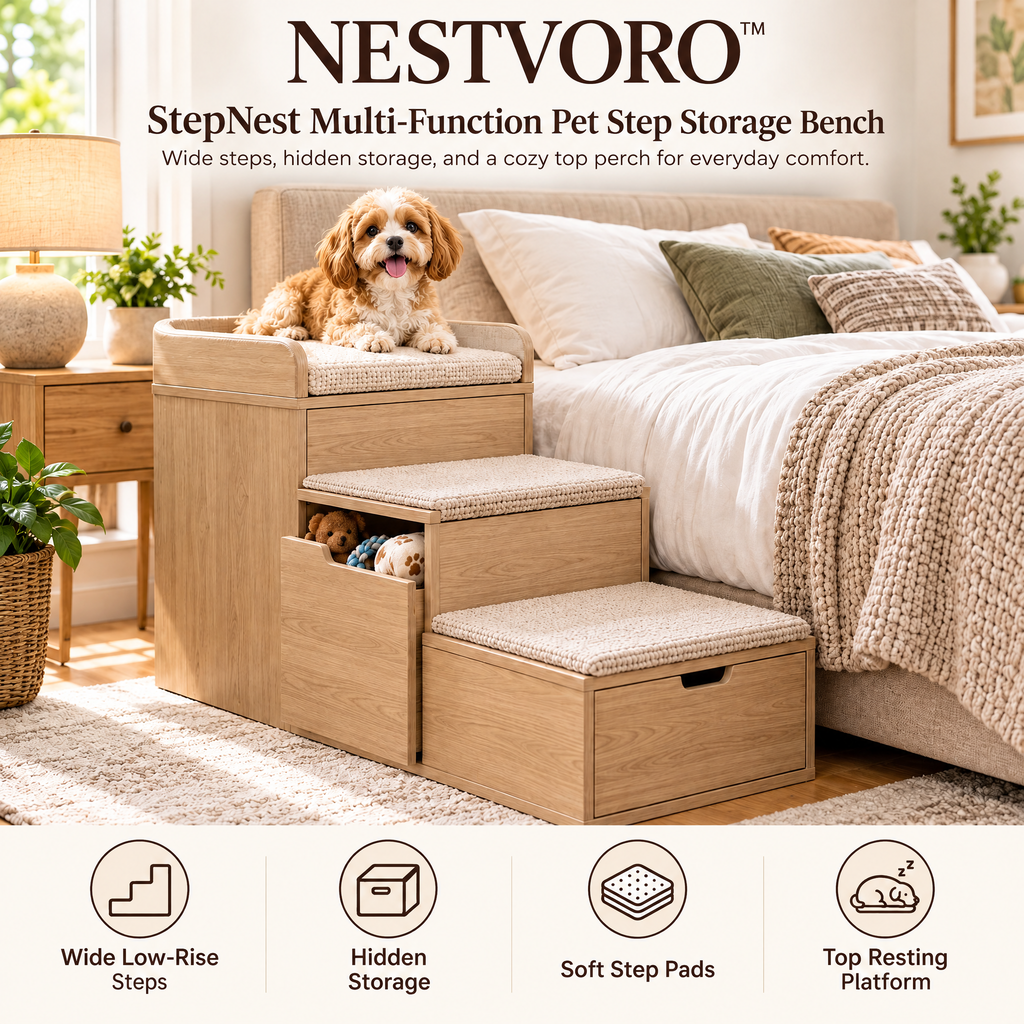 NESTVORO™ StepNest Multi-Function Pet Step Storage Bench