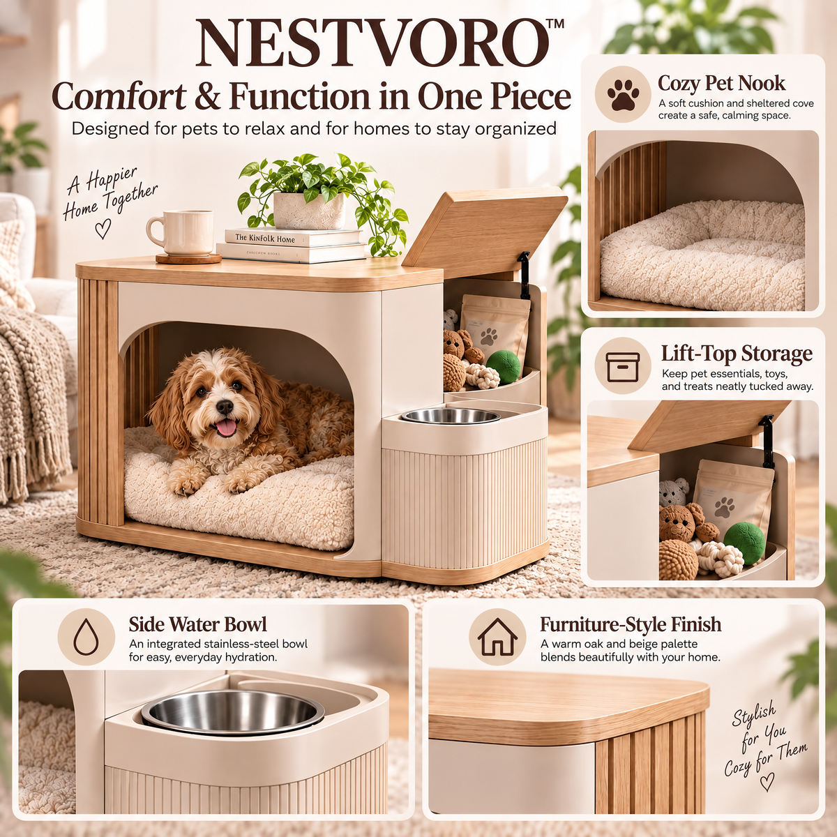 NESTVORO™ SideNest Pet Companion Side Table