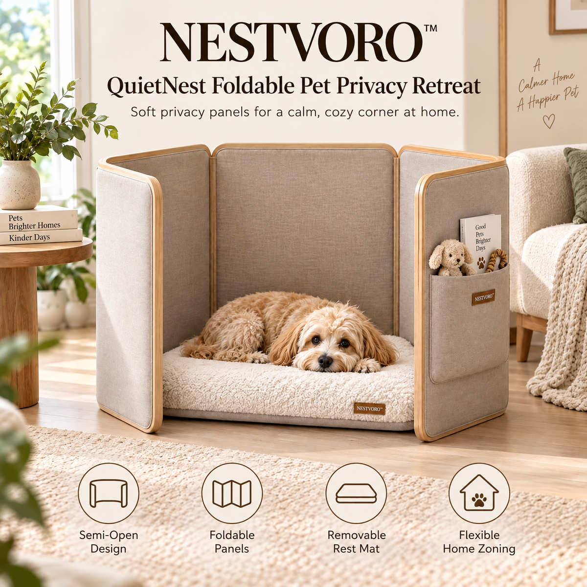 NESTVORO™ QuietNest Foldable Pet Privacy Retreat