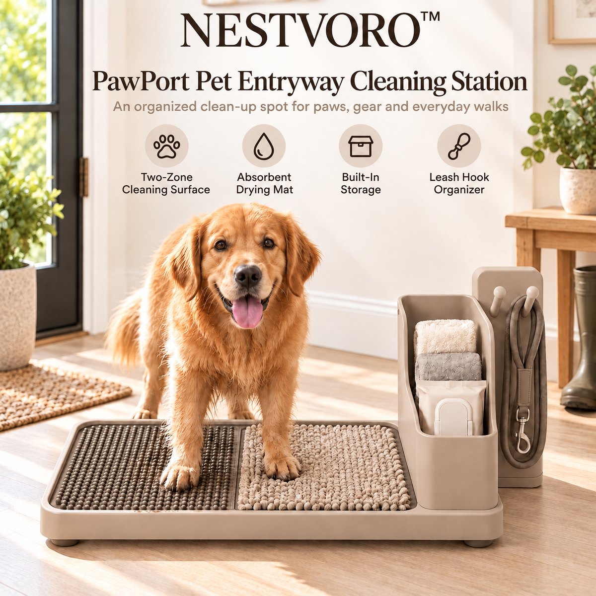 NESTVORO™ PawPort Pet Entryway Cleaning Station
