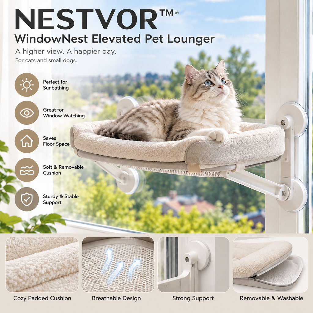NESTVORO™ WindowNest Elevated Window Pet Lounger