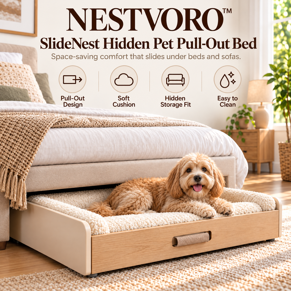NESTVORO™ SlideNest Hidden Pet Pull-Out Bed