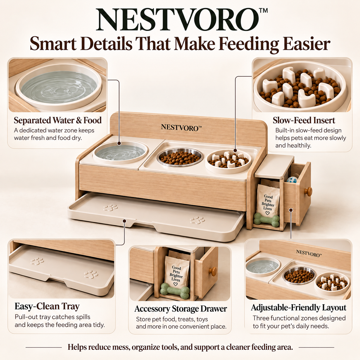 NESTVORO™ DineNest Integrated Pet Feeding Station