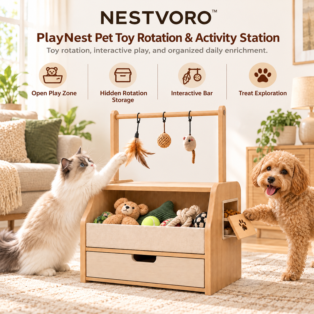 NESTVORO™ PlayNest Pet Toy Rotation & Activity Station