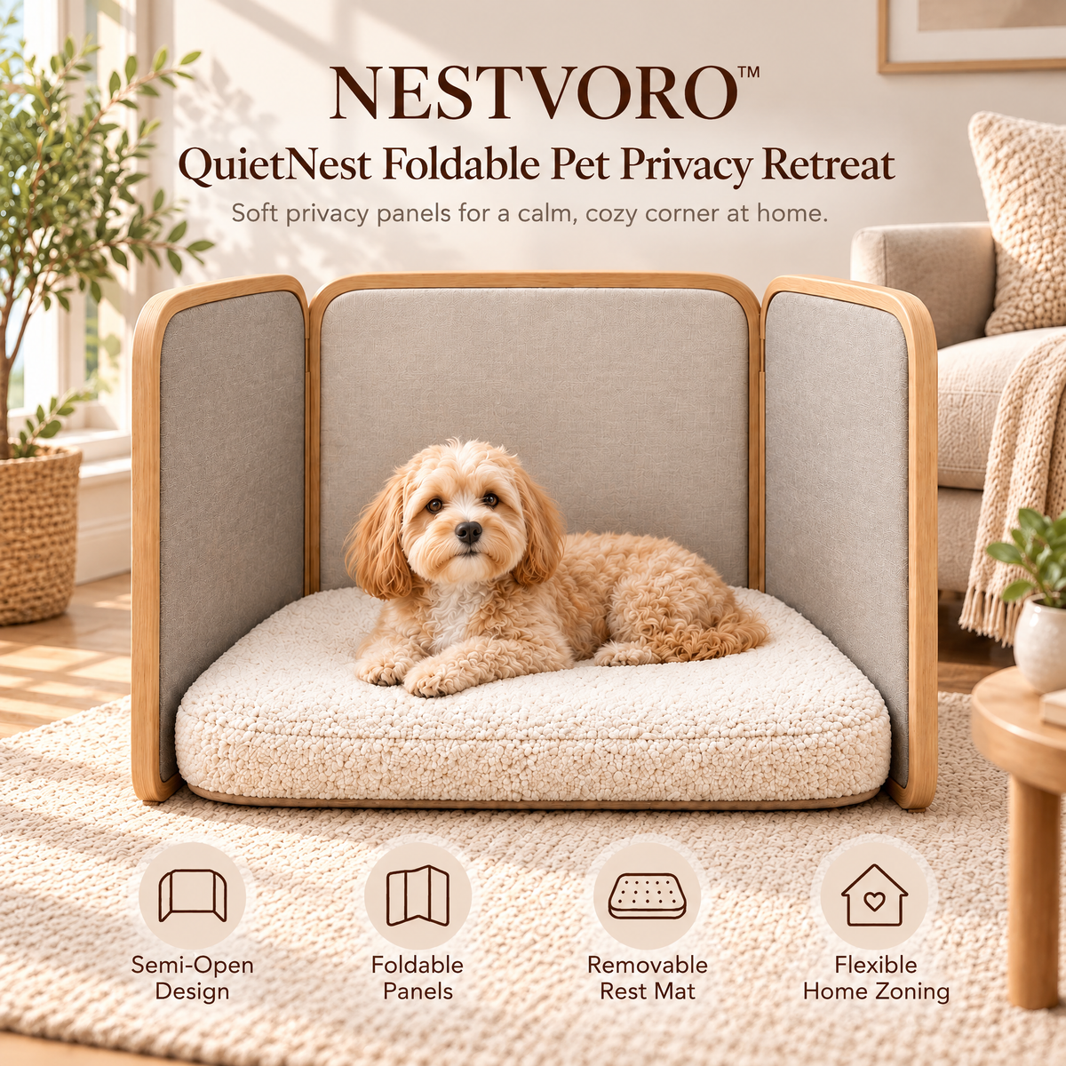 NESTVORO™ QuietNest Foldable Pet Privacy Retreat
