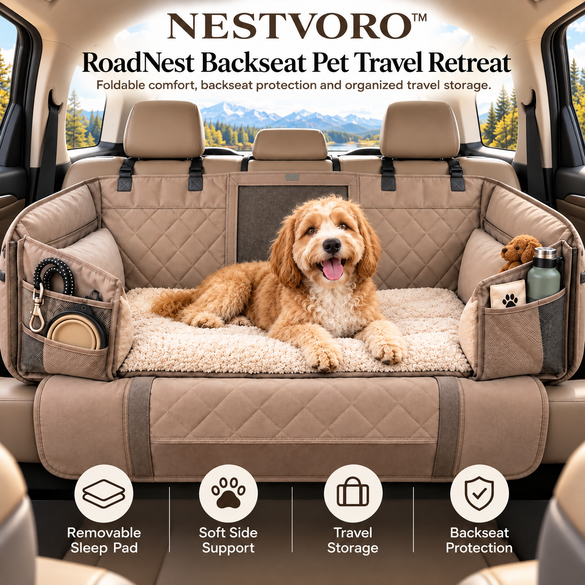 NESTVORO™ RoadNest Backseat Pet Travel Retreat