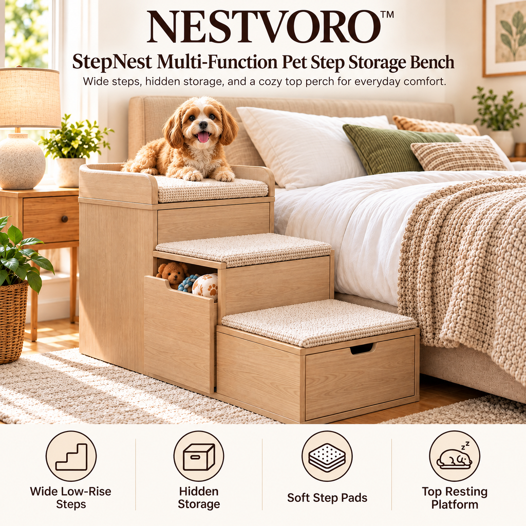 NESTVORO™ StepNest Multi-Function Pet Step Storage Bench