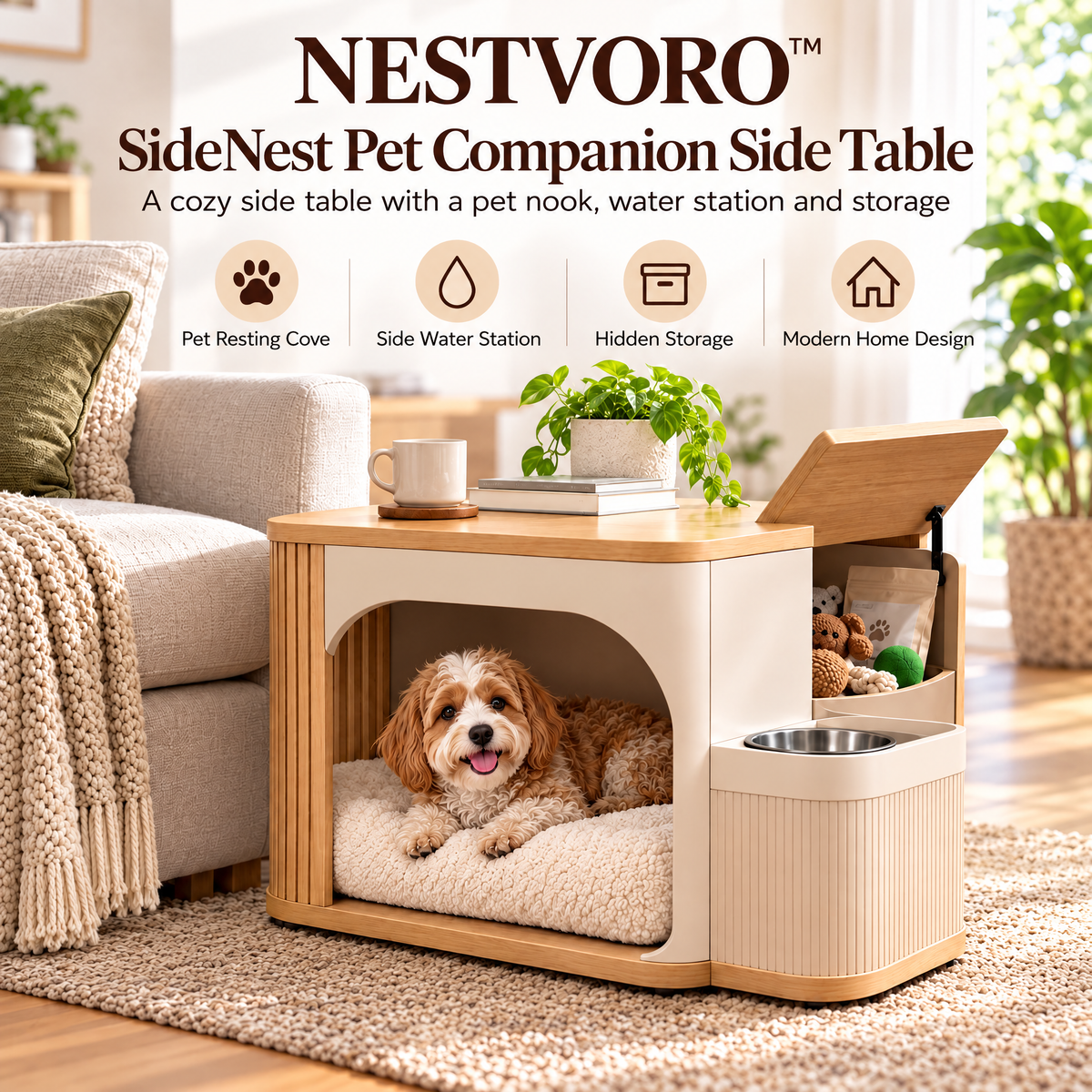 NESTVORO™ SideNest Pet Companion Side Table