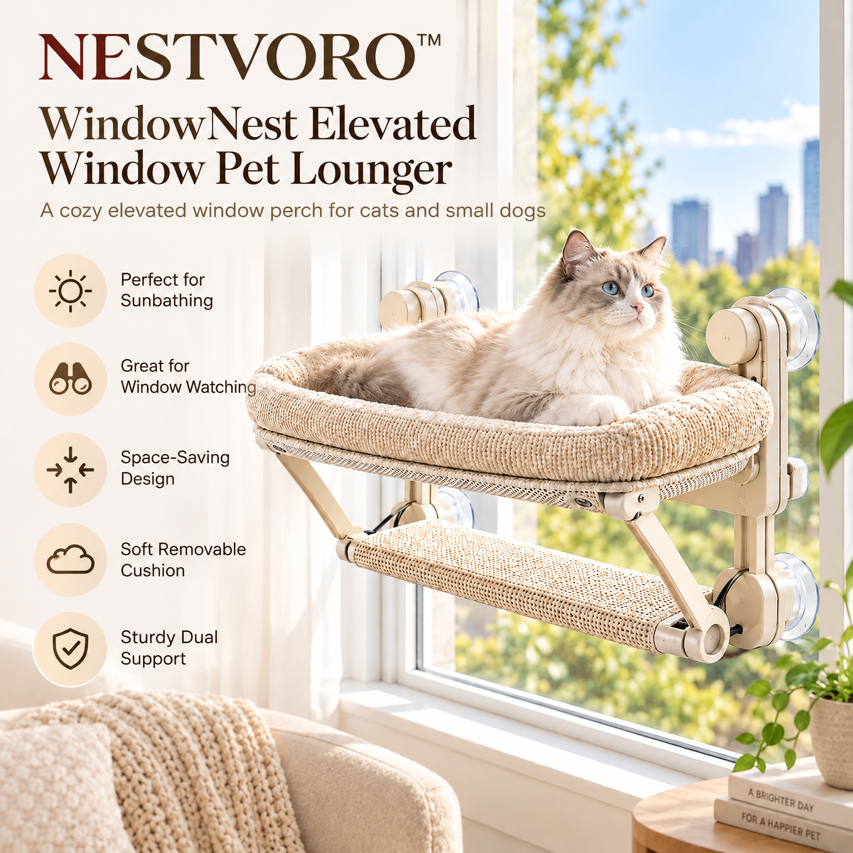 NESTVORO™ WindowNest Elevated Window Pet Lounger