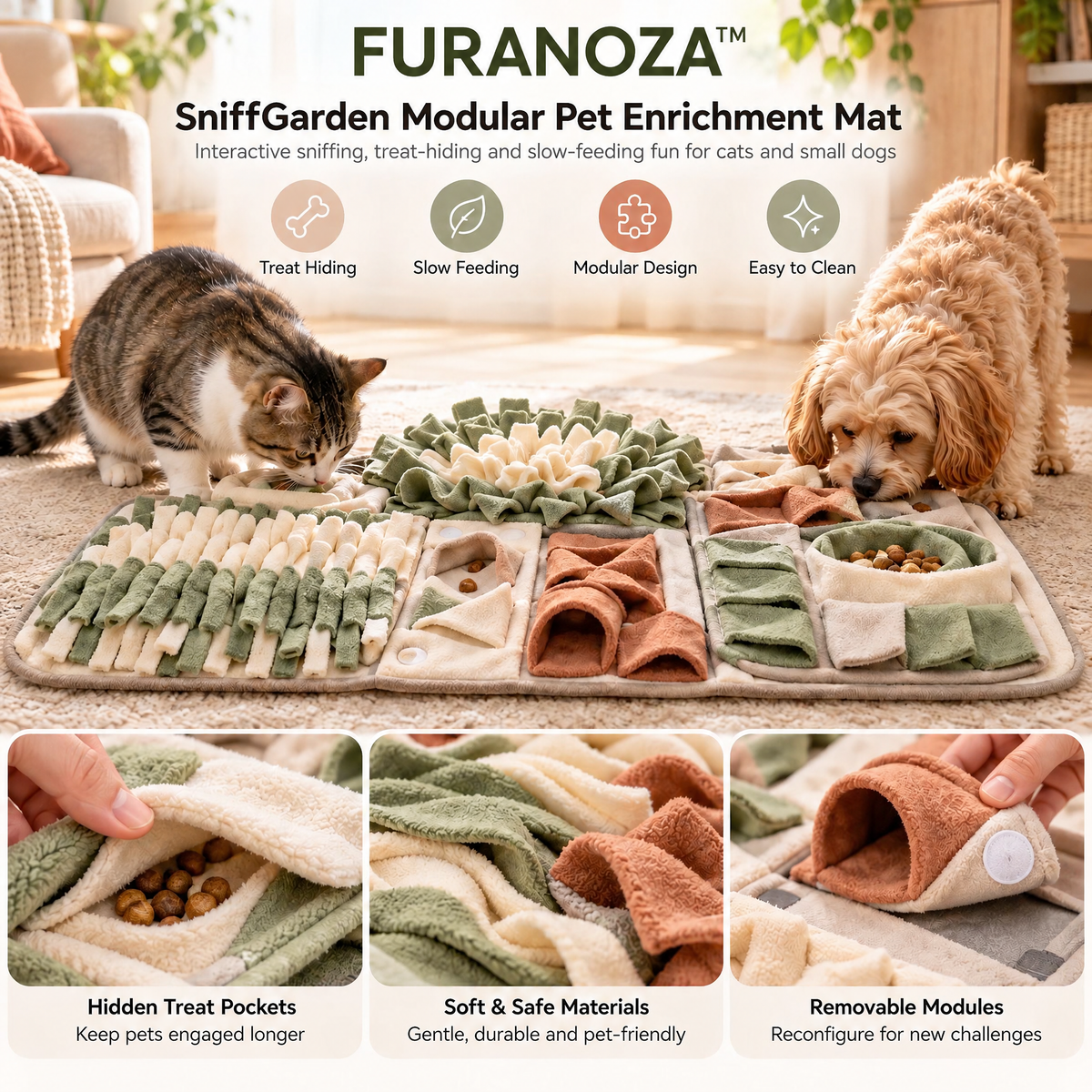 FURANOZA™ SniffGarden Modular Pet Enrichment Mat